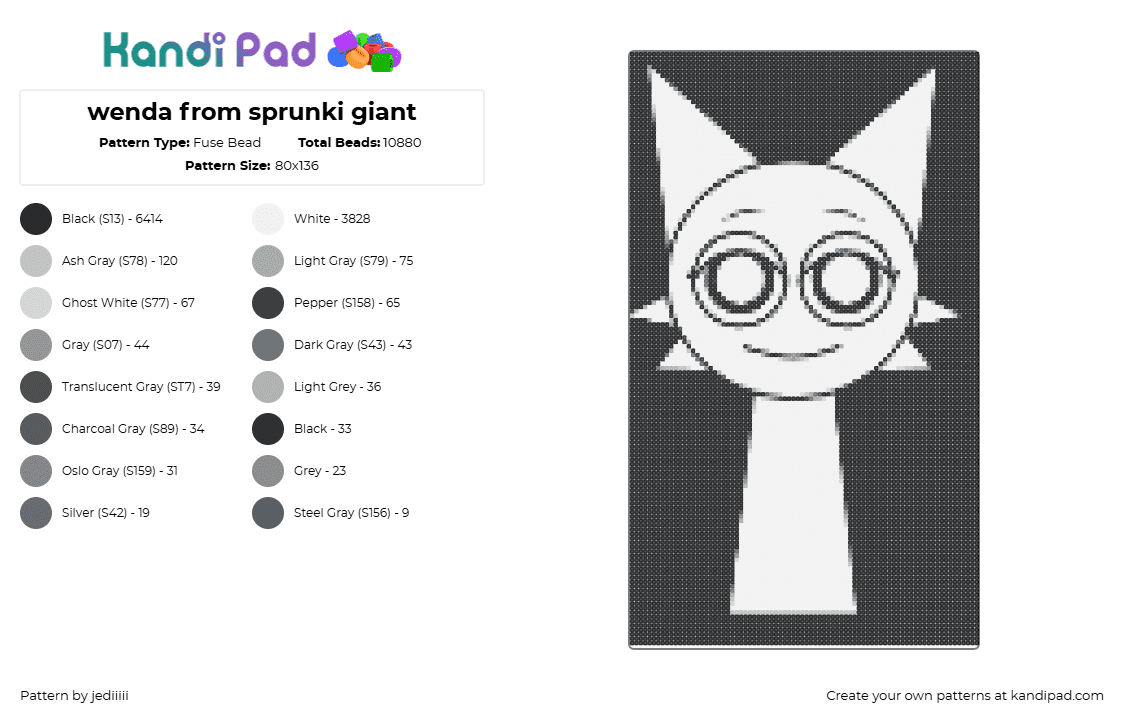 wenda from sprunki giant - Fuse Bead Pattern by jediiiii on Kandi Pad - cat,wenda,sprunki,game