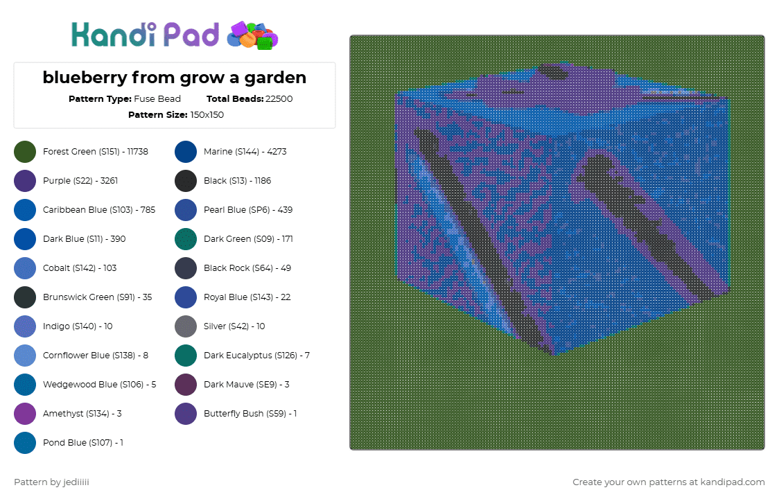 blueberry from grow a garden - Fuse Bead Pattern by jediiiii on Kandi Pad - grow a garden,uncommon,blue,berry,blueberry