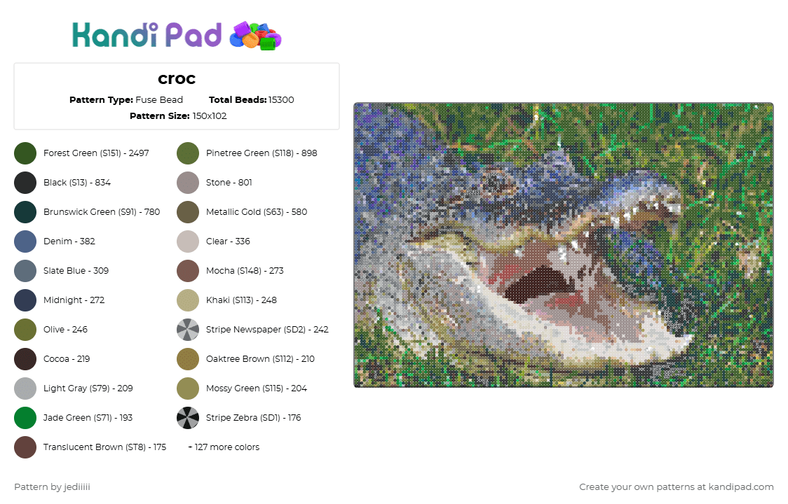 croc - Fuse Bead Pattern by jediiiii on Kandi Pad - cotdalligators