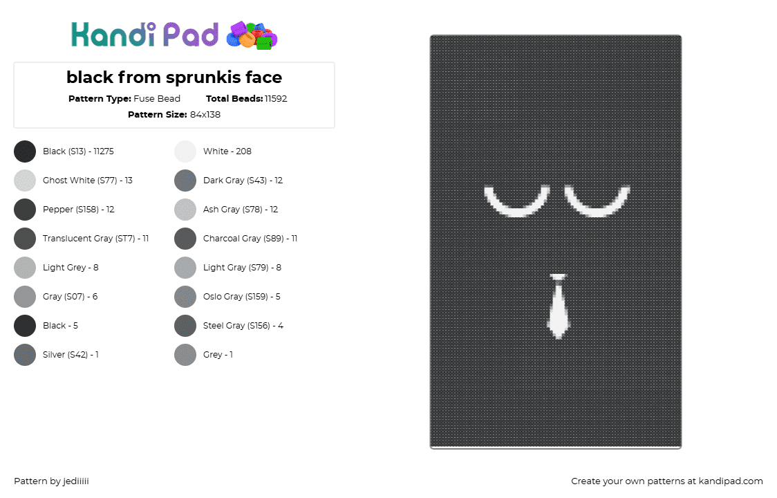 black from sprunkis face - Fuse Bead Pattern by jediiiii on Kandi Pad - black,purple,sprunki,game,evil