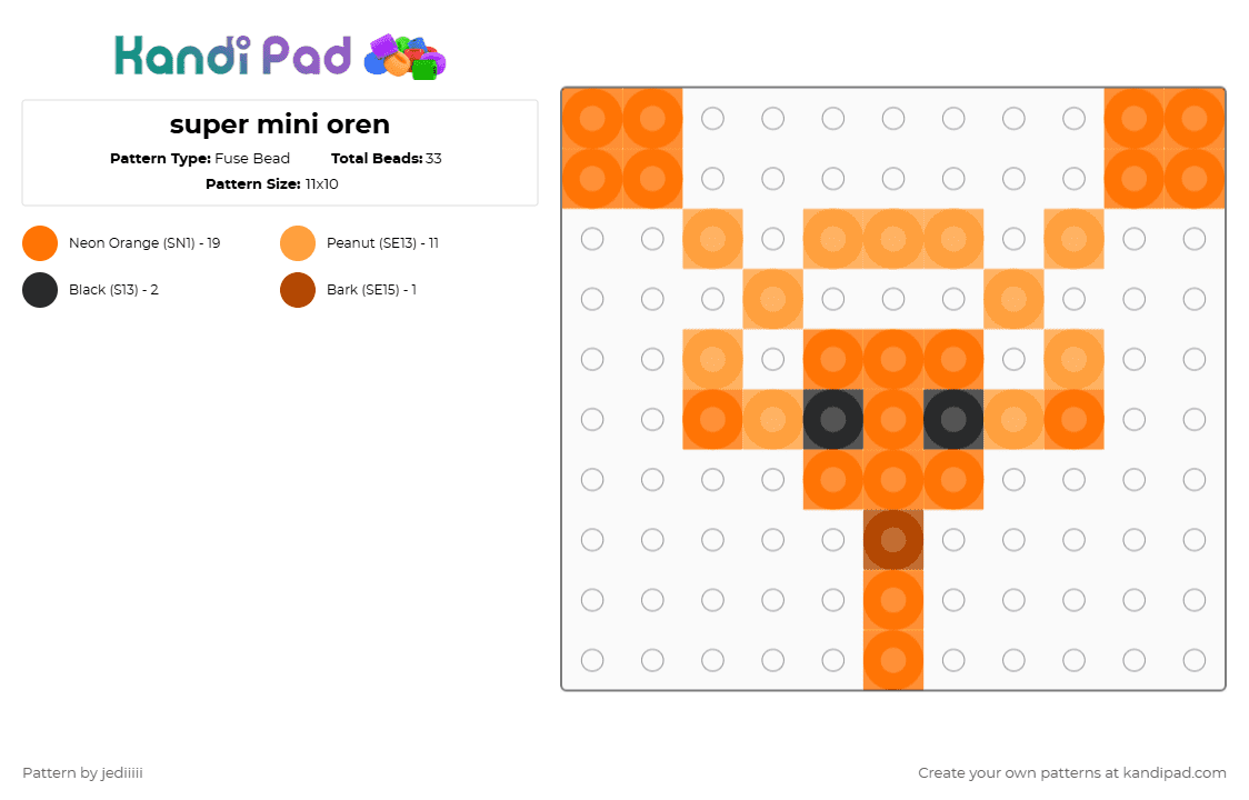 super mini oren - Fuse Bead Pattern by jediiiii on Kandi Pad - orange,oren,mini,sprunki,game