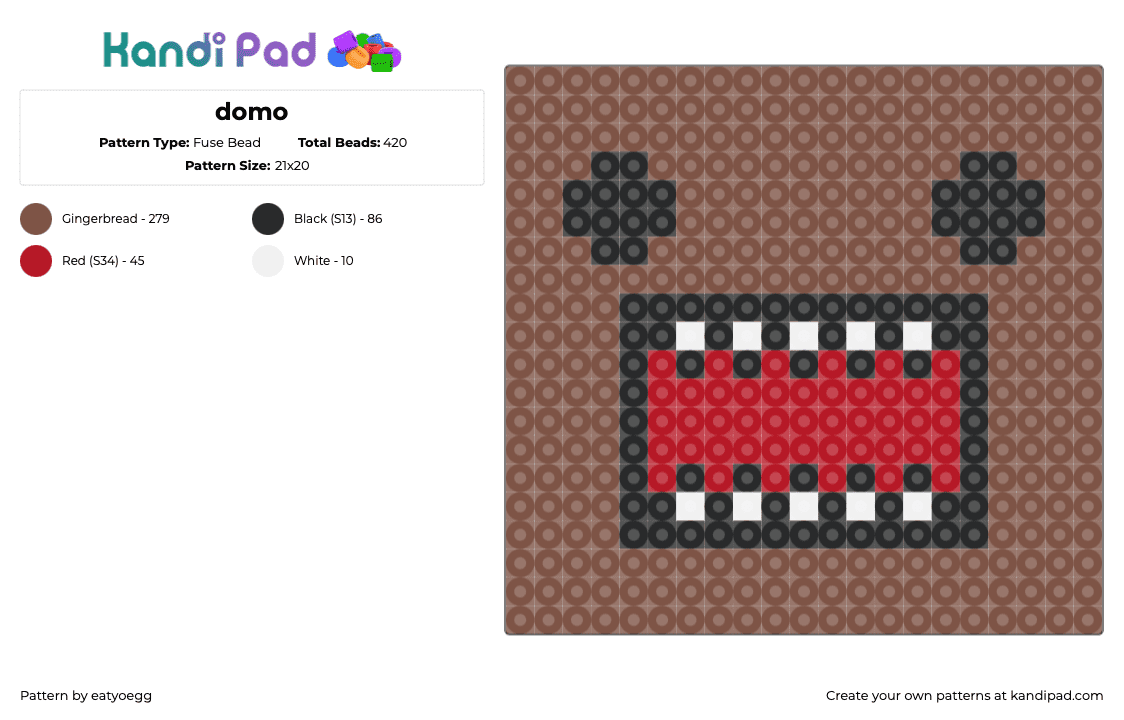 domo - Fuse Bead Pattern by eatyoegg on Kandi Pad - tan,domo,scene