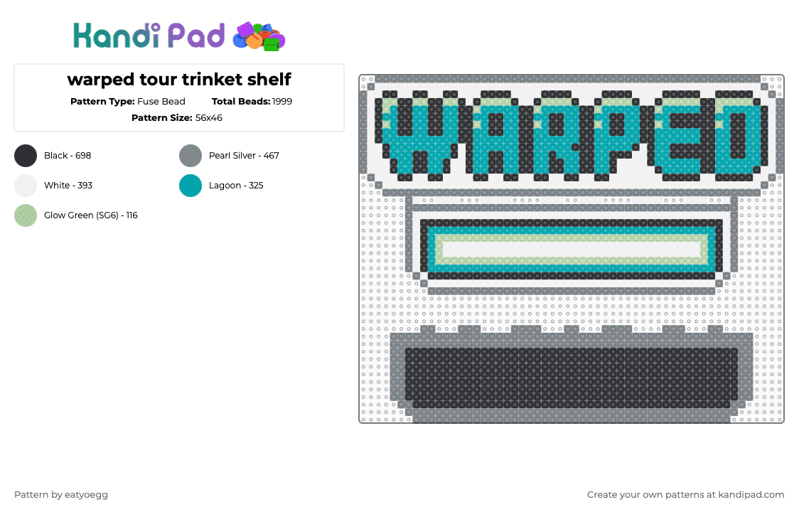warped tour trinket shelf - Fuse Bead Pattern by eatyoegg on Kandi Pad - teal,gray,warped tour,shelf,trinket shelf,3d,music festival