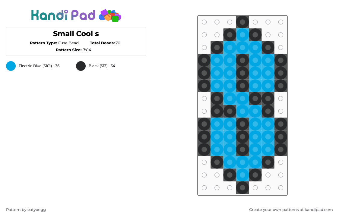 Small Cool s - Fuse Bead Pattern by eatyoegg on Kandi Pad - black,light blue,cool s,s,frost children,sister