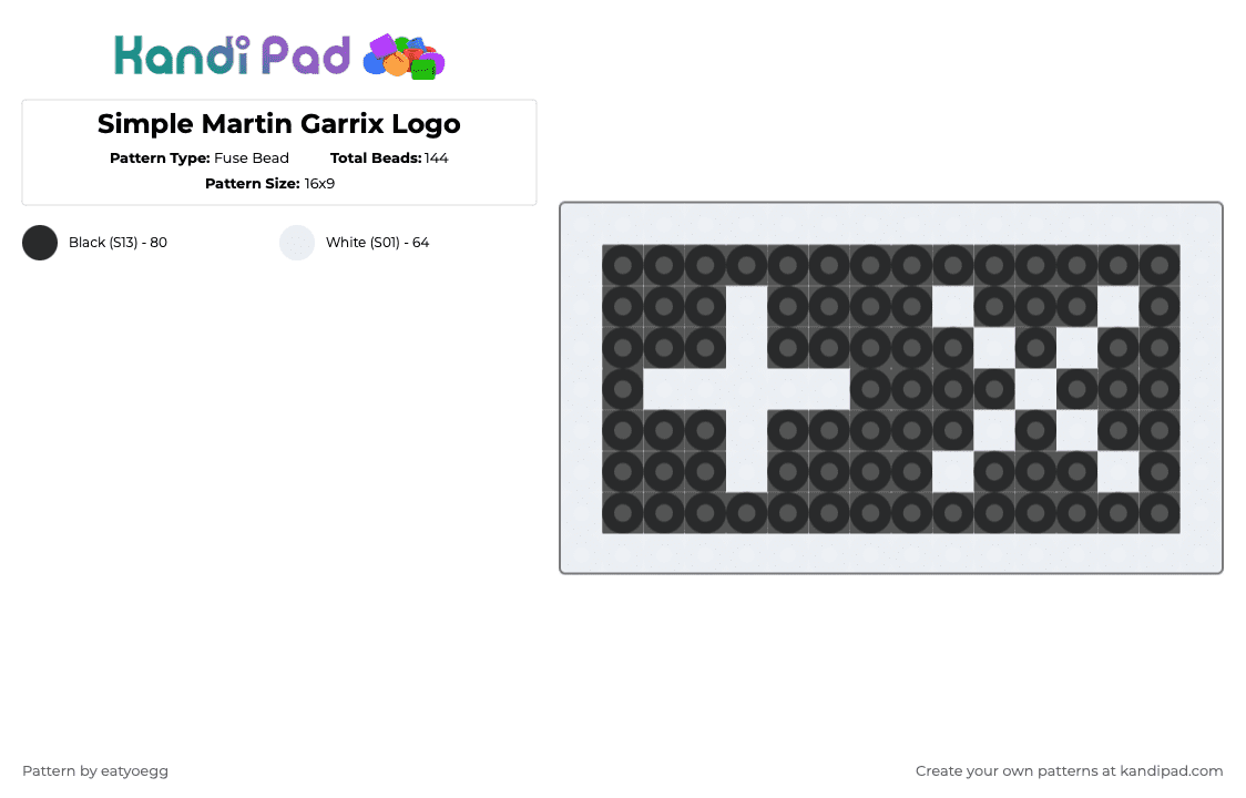 Simple Martin Garrix Logo - Fuse Bead Pattern by eatyoegg on Kandi Pad - black, dj, logo, martin garrix, music festival, rave, ultra miami, white