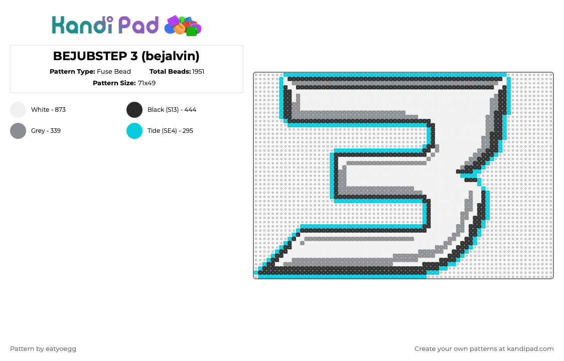 BEJUBSTEP 3 (bejalvin) - Fuse Bead Pattern by eatyoegg on Kandi Pad - light blue,gray,bejalvin,bejubstep 3,dubstep,bejubstep
