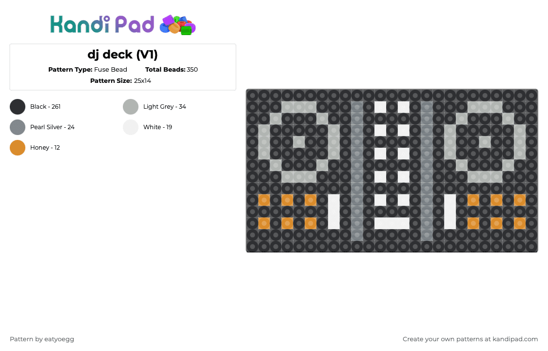 dj deck (V1) - Fuse Bead Pattern by eatyoegg on Kandi Pad - turntables,electronics,technology,audio equipment,music,black,gray,beige,edm,dj,dj deck,pioneer dj,instrument