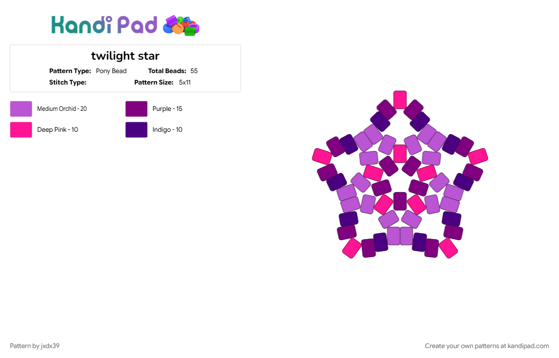 twilight star - Pony Bead Pattern by jxdx39 on Kandi Pad - pink