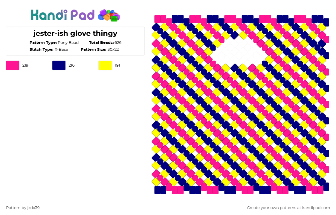jester-ish glove thingy - Pony Bead Pattern by jxdx39 on Kandi Pad - pink,purple