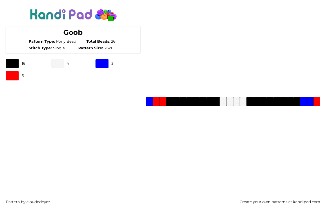 Goob - Pony Bead Pattern by cloudedeyez on Kandi Pad - black,purple,red