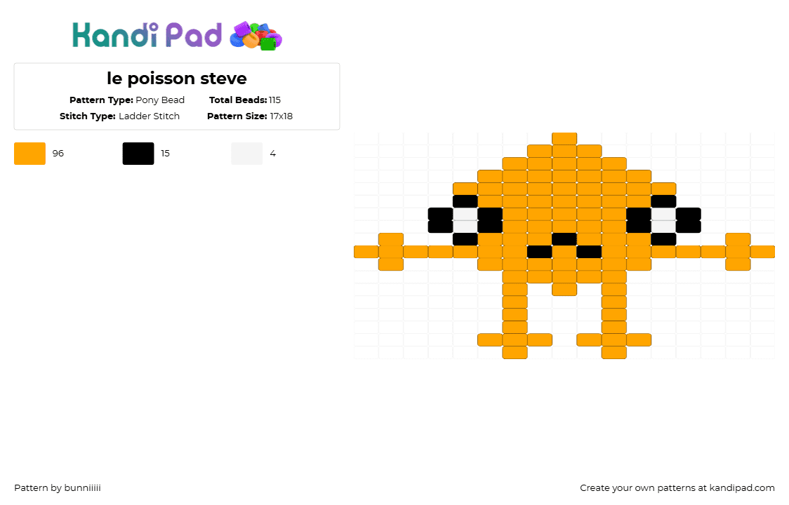 le poisson steve - Pony Bead Pattern by bunniiiii on Kandi Pad - orange,e
