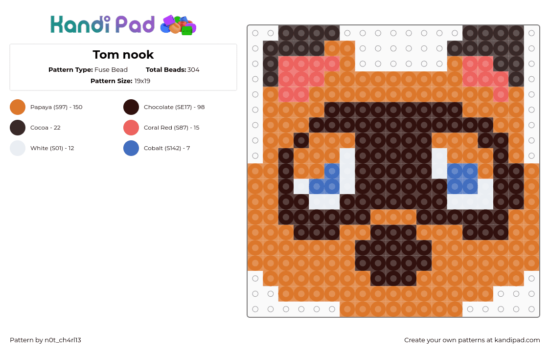 Tom nook - Fuse Bead Pattern by n0t_ch4rl13 on Kandi Pad - brown,orange