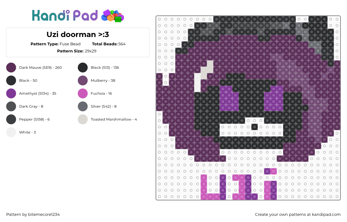 Uzi doorman >:3 - Fuse Bead Pattern by bitemecore1234 on Kandi Pad - pink