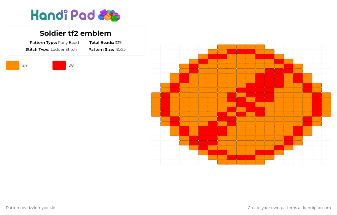 RED Soldier tf2 emblem - Pony Bead Pattern by fizzlemypickle on Kandi Pad - orange,red
