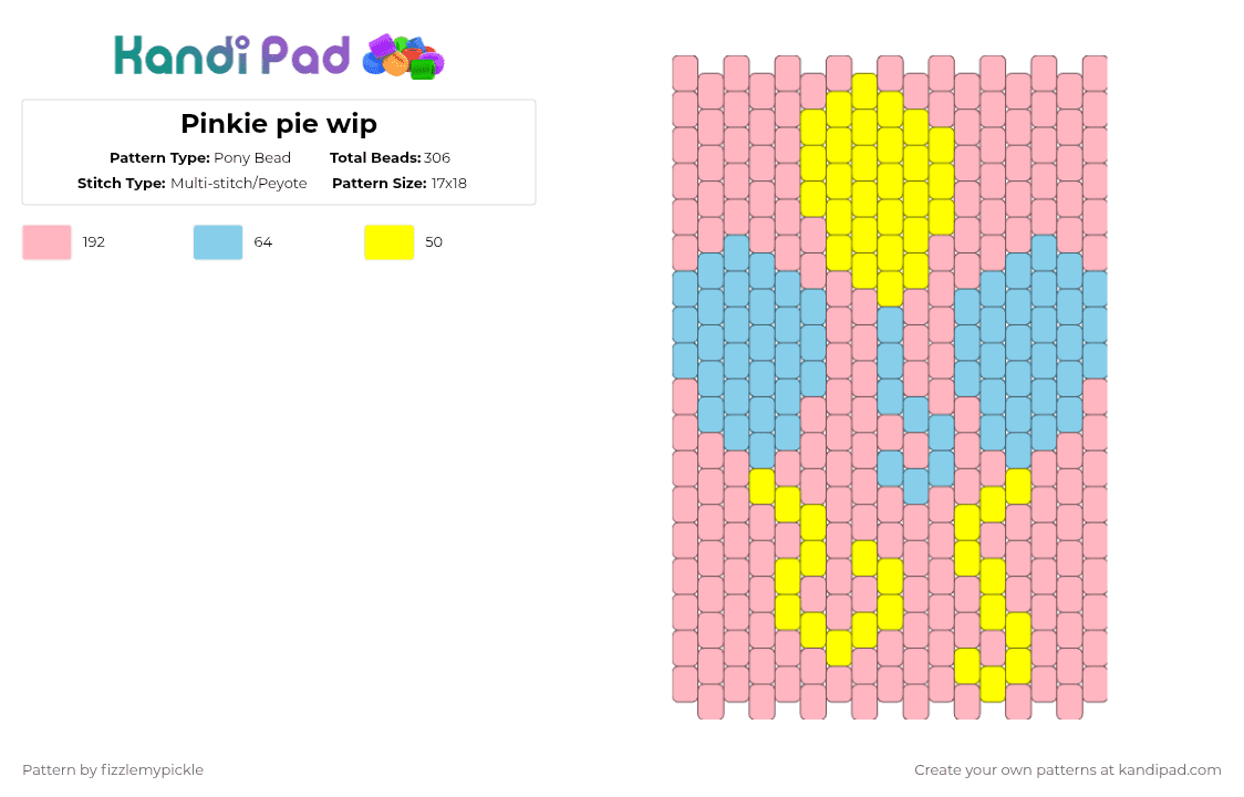 Pinkie Pie cutie mark panel - Pony Bead Pattern by fizzlemypickle on Kandi Pad - pink,mlp,my little pony,pinkie pie,cutie mark,balloon,balloons