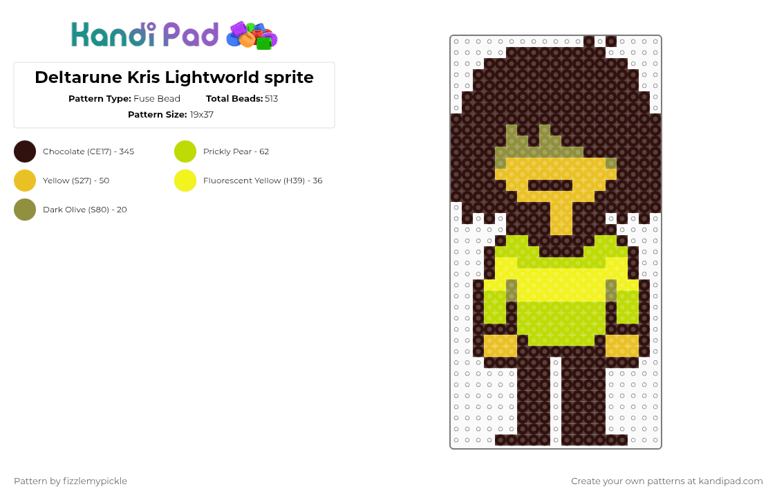 Deltarune Kris Lightworld sprite - Fuse Bead Pattern by fizzlemypickle on Kandi Pad - brown