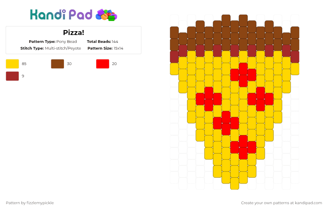 Pizza! - Pony Bead Pattern by fizzlemypickle on Kandi Pad - red,yellow,food