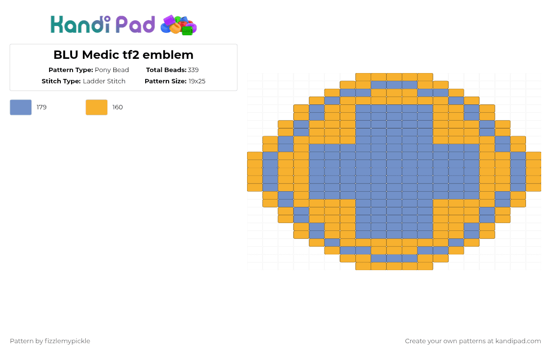 BLU Medic tf2 emblem - Pony Bead Pattern by fizzlemypickle on Kandi Pad - orange,light blue