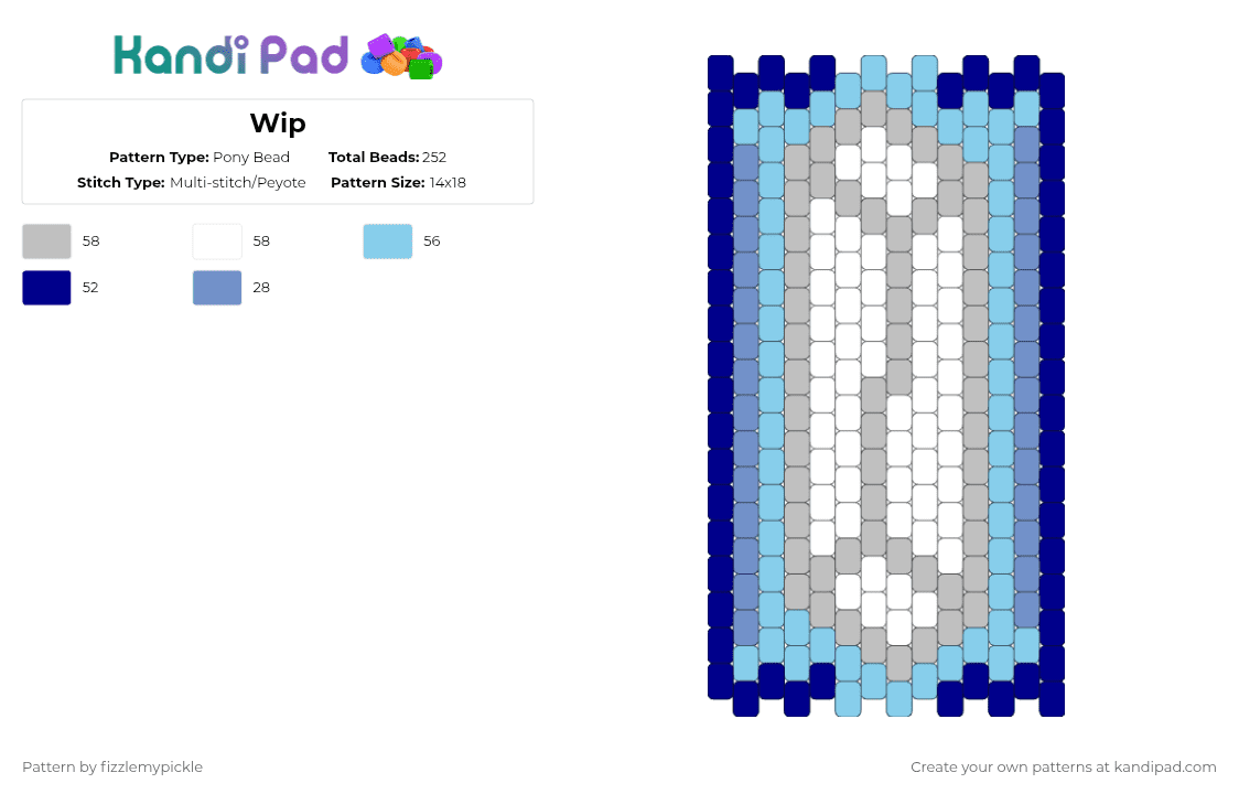 Phone holder panel 1 - Pony Bead Pattern by fizzlemypickle on Kandi Pad - light blue