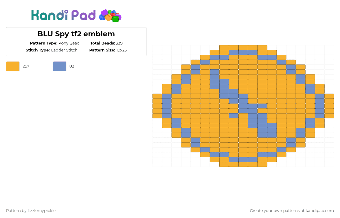 BLU Spy tf2 emblem - Pony Bead Pattern by fizzlemypickle on Kandi Pad - orange