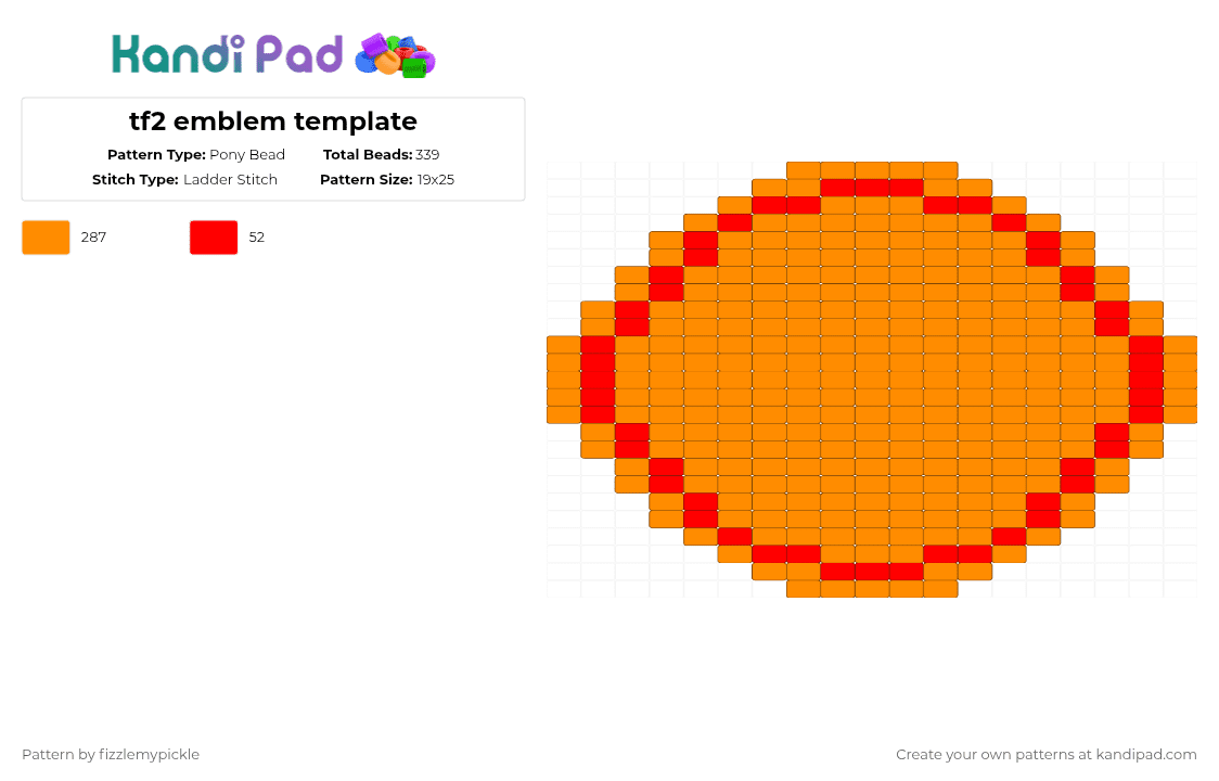 RED tf2 emblem template - Pony Bead Pattern by fizzlemypickle on Kandi Pad - orange