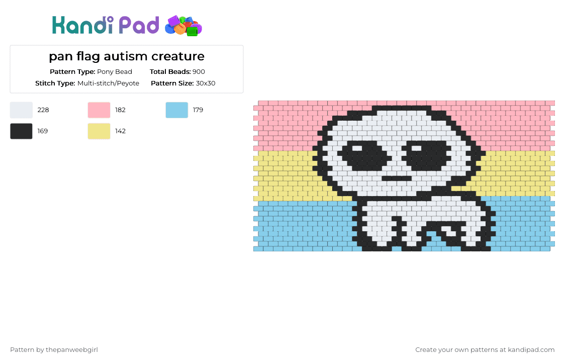 pan flag autism creature - Pony Bead Pattern by thepanweebgirl on Kandi Pad - light blue, pink