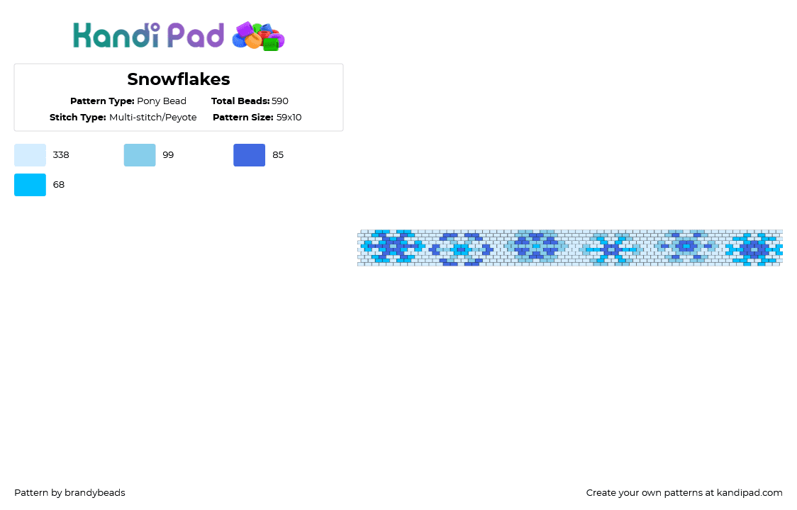 Snowflakes - Pony Bead Pattern by brandybeads on Kandi Pad - light blue,blue,snow,snowflakes,snowflake,ice