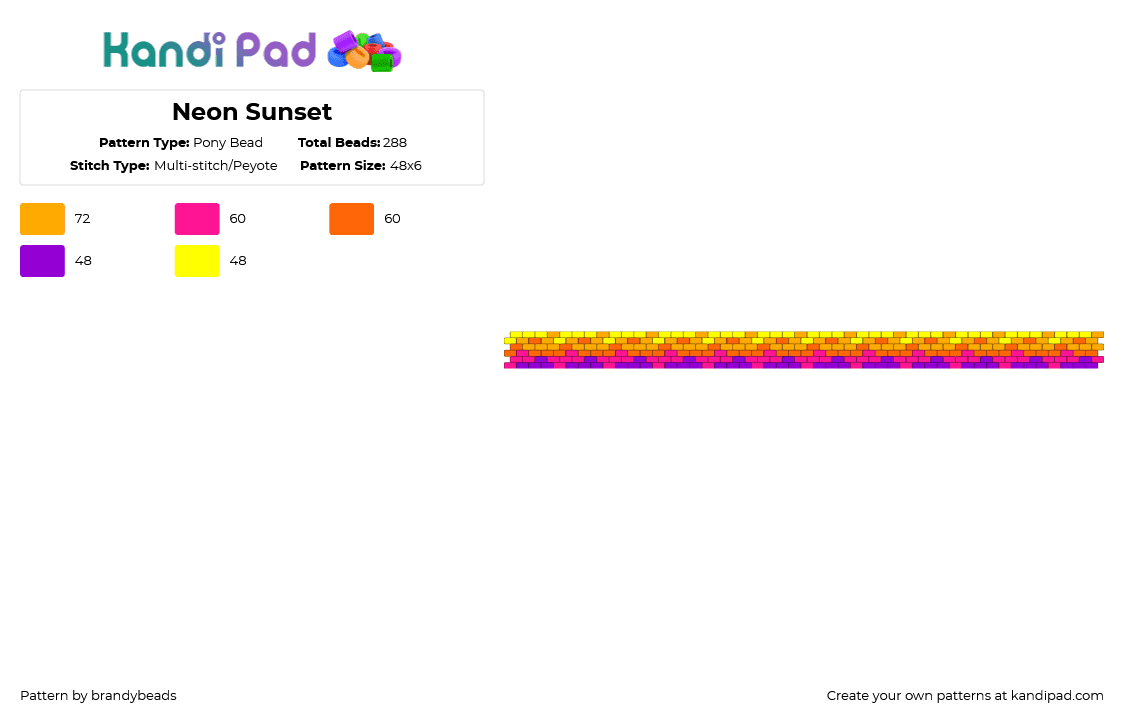 Neon Sunset - Pony Bead Pattern by brandybeads on Kandi Pad - orange,sunset,neon,colorful,ombre