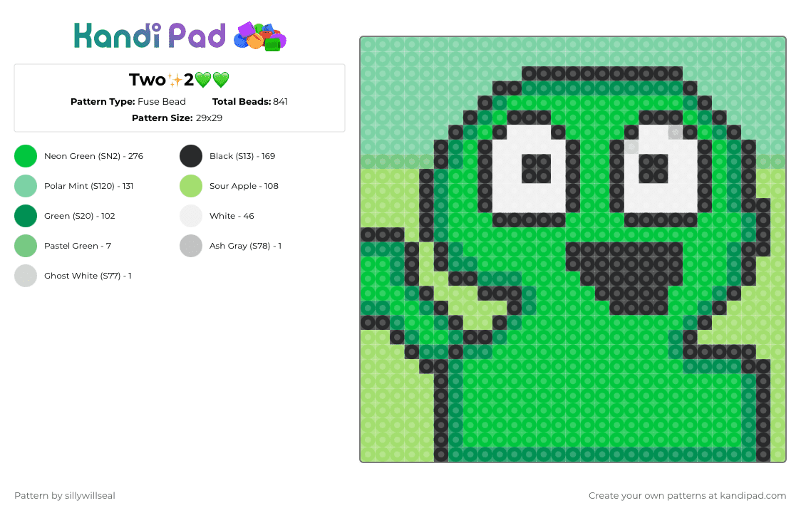 Two✨2💚💚 - Fuse Bead Pattern by two on Kandi Pad - green