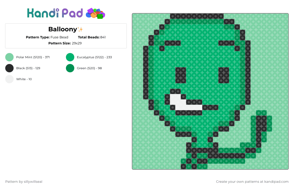 Balloony✨ - Fuse Bead Pattern by two on Kandi Pad - teal,green