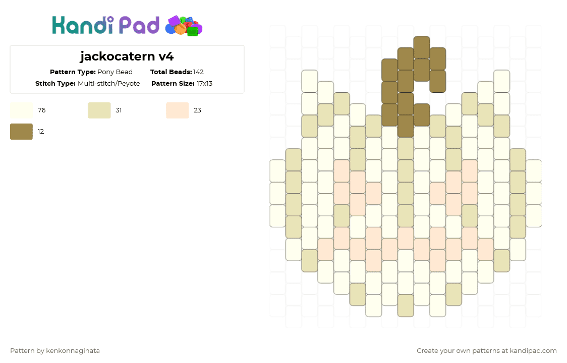 jackocatern v4 - Pony Bead Pattern by kenkonnaginata on Kandi Pad - beige,cat,halloween,spooky