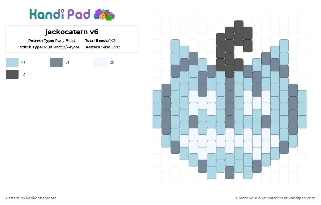 jackocatern v6 - Pony Bead Pattern by kenkonnaginata on Kandi Pad - light blue,gray,cat,halloween,spooky