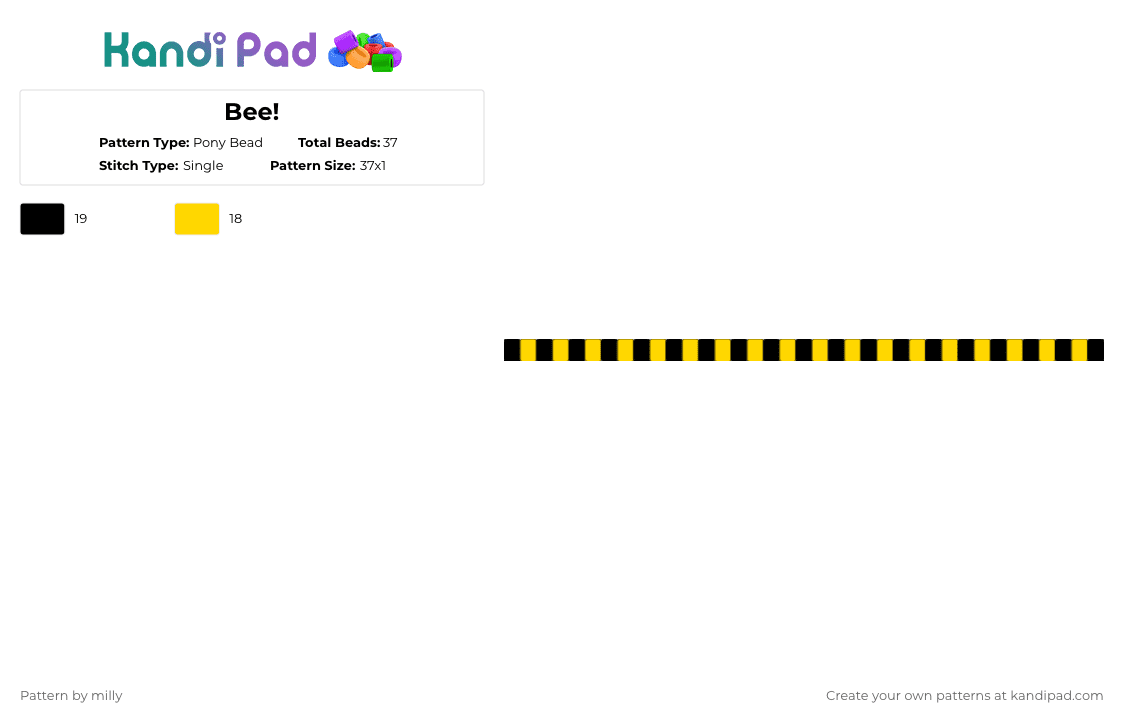 Bee! - Pony Bead Pattern by milly on Kandi Pad - black,yellow