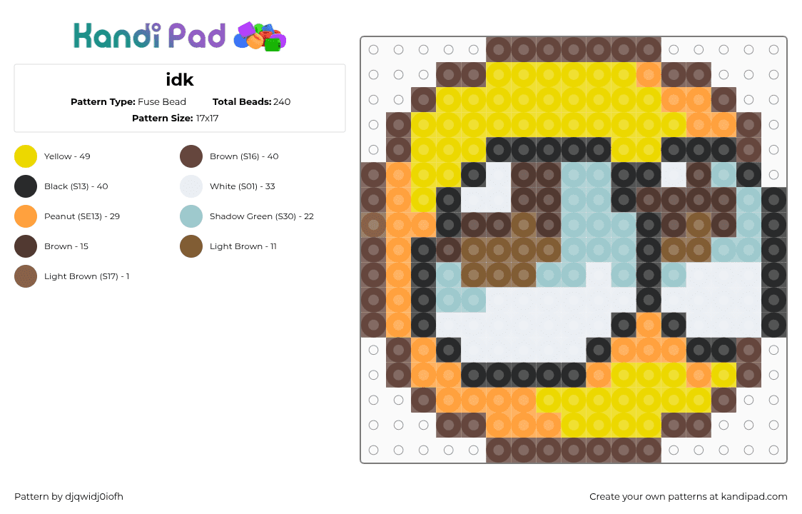 idk - Fuse Bead Pattern by djqwidj0iofh on Kandi Pad - brown,yellow