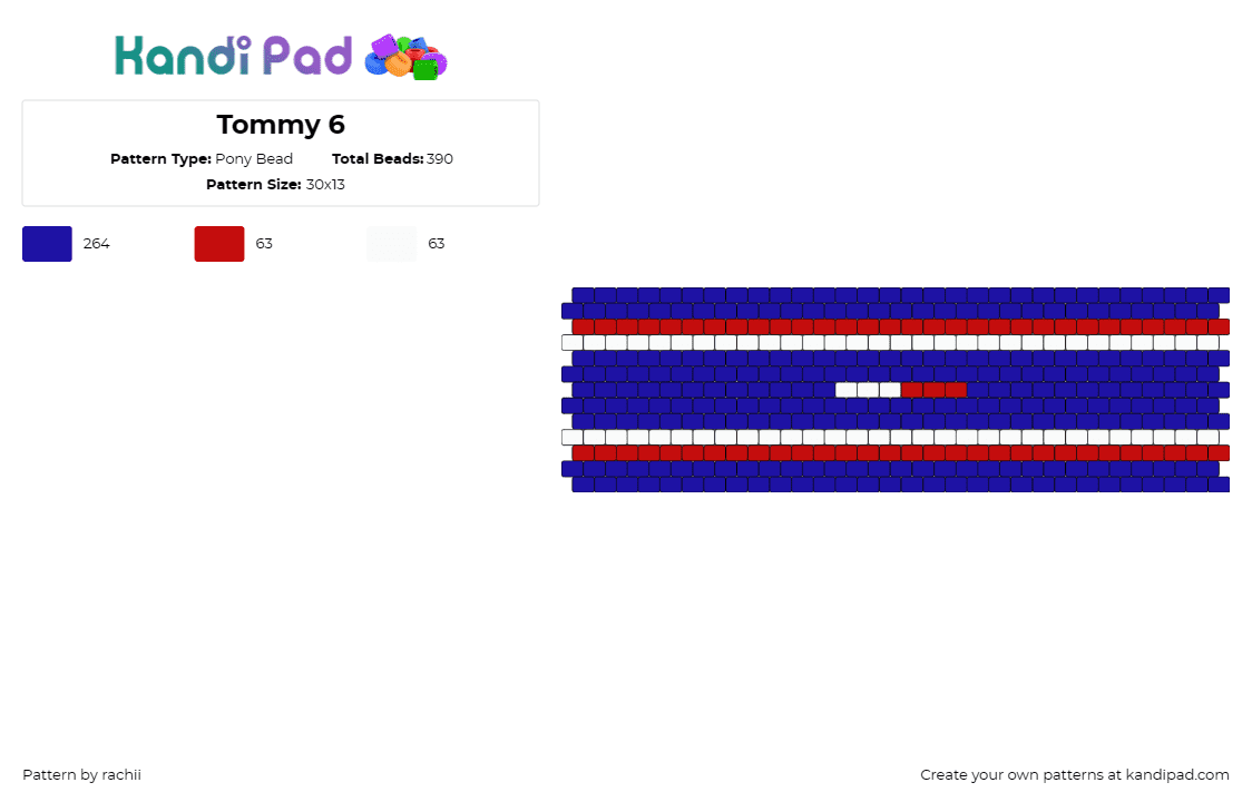 Tommy 6 - Pony Bead Pattern by rachii on Kandi Pad - tommy hilfiger,cuff,striped,fashion,style,designer,classic,trendy,blue