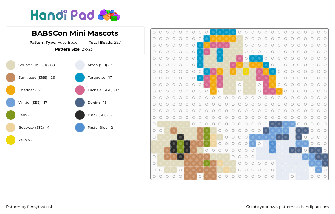 BABSCon Mini Mascots - Fuse Bead Pattern by fannytastical on Kandi Pad - light blue,beige,tan,my little pony,mlp,babscon