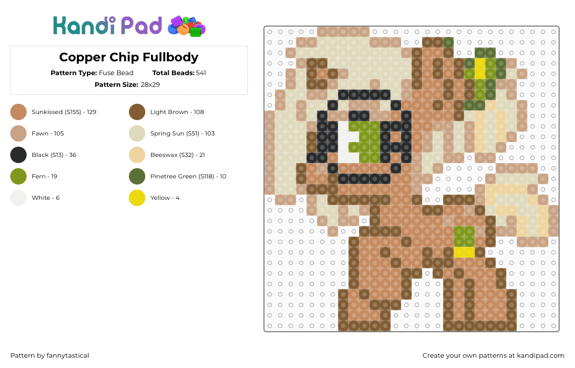 Copper Chip Fullbody - Fuse Bead Pattern by fannytastical on Kandi Pad - beige,tan,my little pony,mlp,babscon