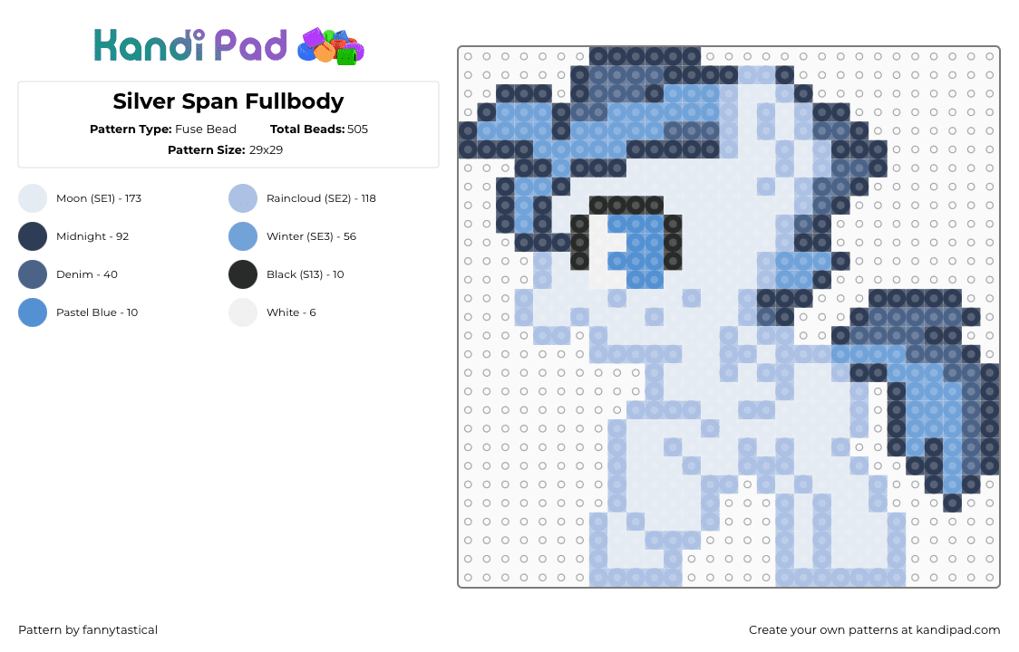 Silver Span Fullbody - Fuse Bead Pattern by fannytastical on Kandi Pad - my little pony,mlp,babscon