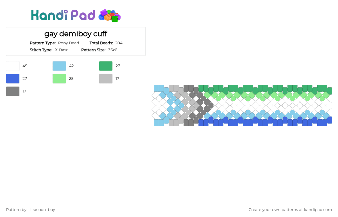 gay demiboy cuff - Pony Bead Pattern by kandi_bunny on Kandi Pad - blue, demiboy, gay, green, lgbt, light blue, mlm, teal, trans