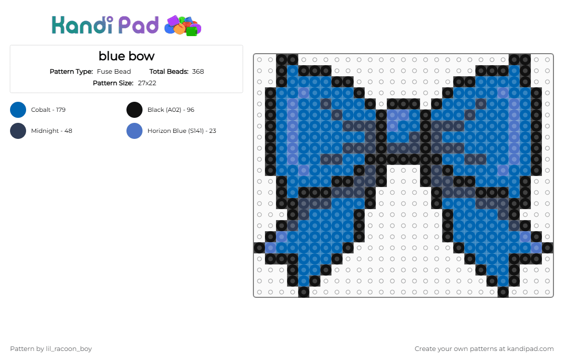 blue bow - Fuse Bead Pattern by kandi_bunny on Kandi Pad - blue