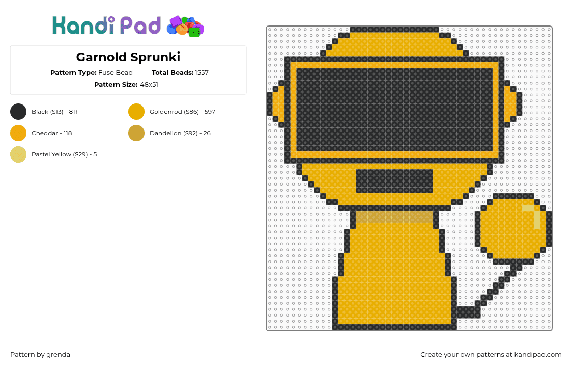 Garnold Sprunki - Fuse Bead Pattern by grenda on Kandi Pad - orange