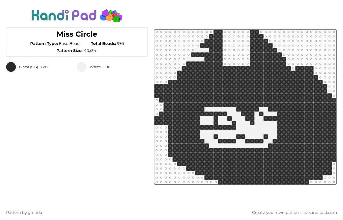 Miss Circle - Fuse Bead Pattern by grenda on Kandi Pad - black