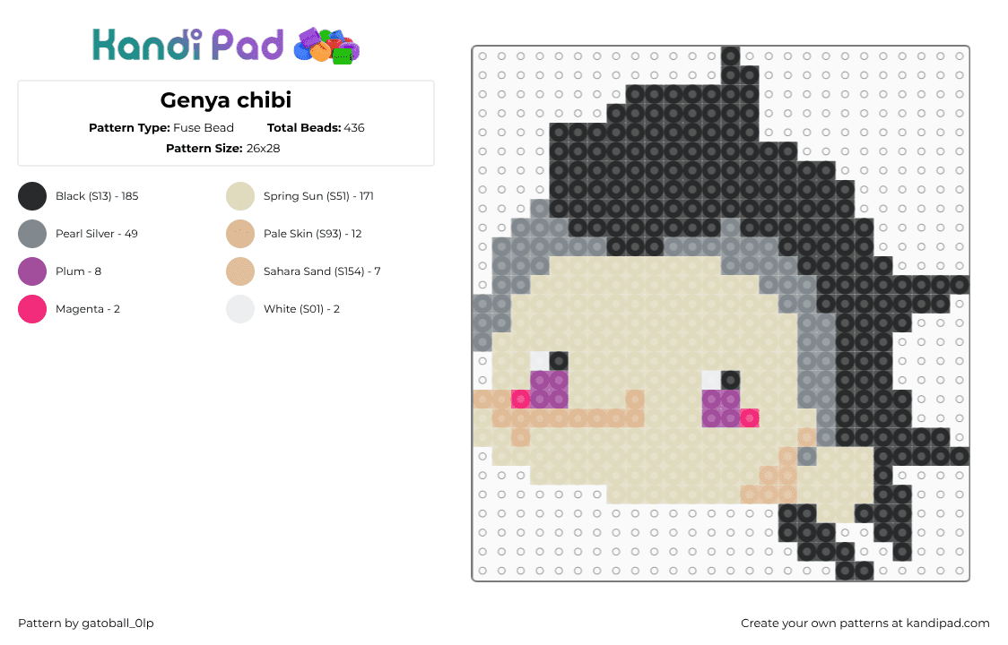 Genya chibi - Fuse Bead Pattern by gatoball_0lp on Kandi Pad - beige,kny,chibi,genya,demon slayer