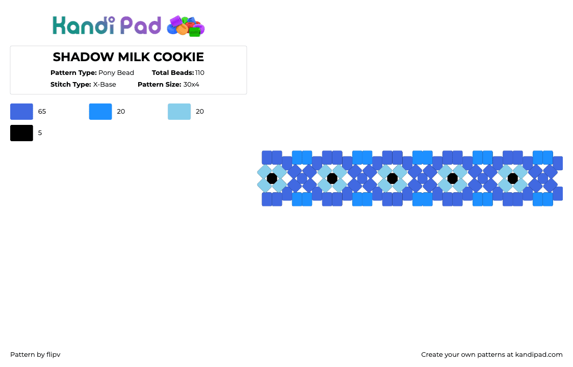 SHADOW MILK COOKIE - Pony Bead Pattern by flipv on Kandi Pad - blue,light blue