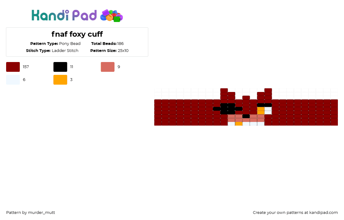 fnaf foxy cuff - Pony Bead Pattern by murder_mutt on Kandi Pad - red