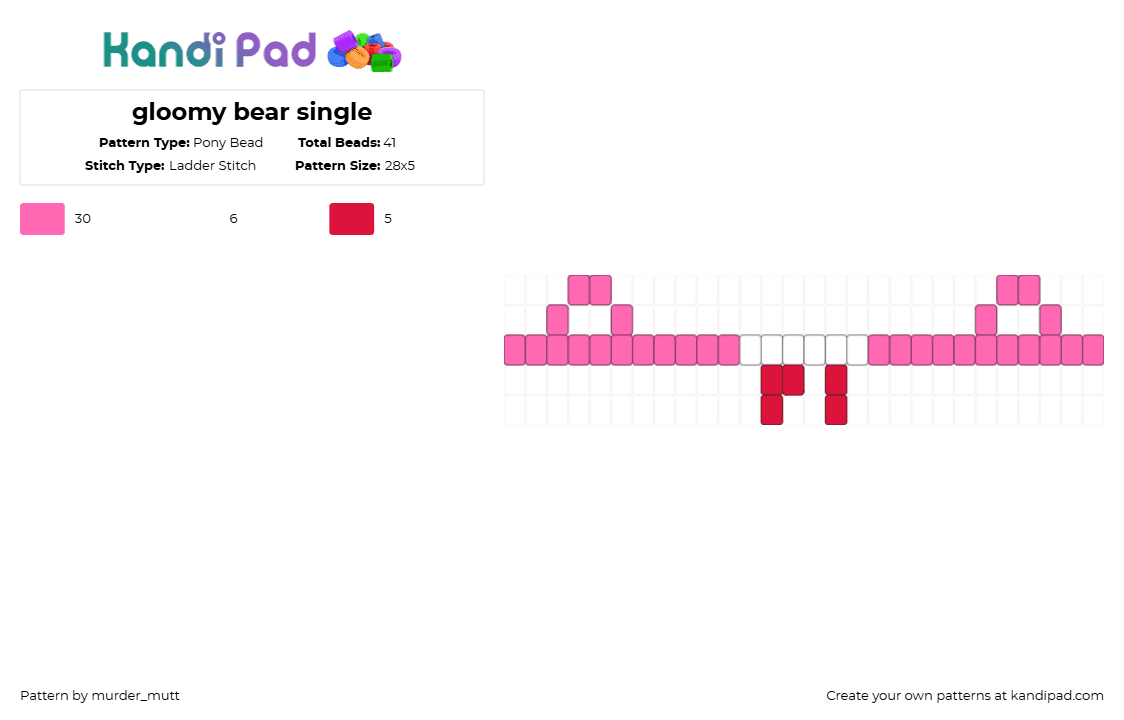 gloomy bear single - Pony Bead Pattern by murder_mutt on Kandi Pad - pink