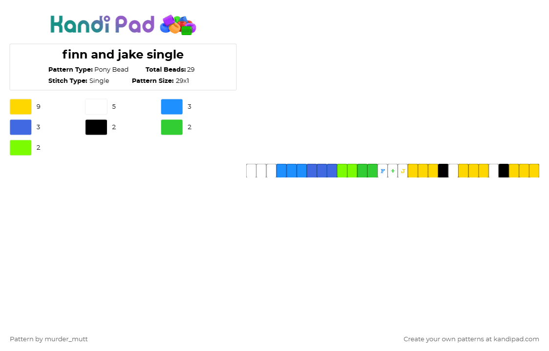finn and jake single - Pony Bead Pattern by murder_mutt on Kandi Pad - yellow