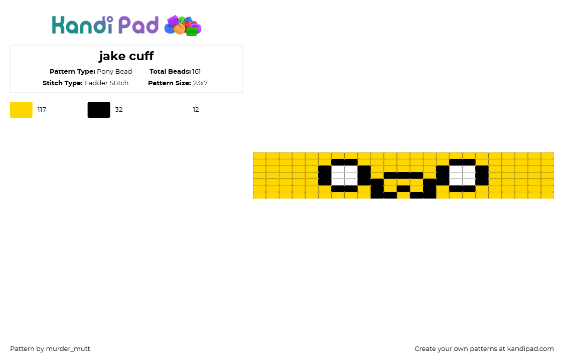 jake cuff - Pony Bead Pattern by murder_mutt on Kandi Pad - yellow