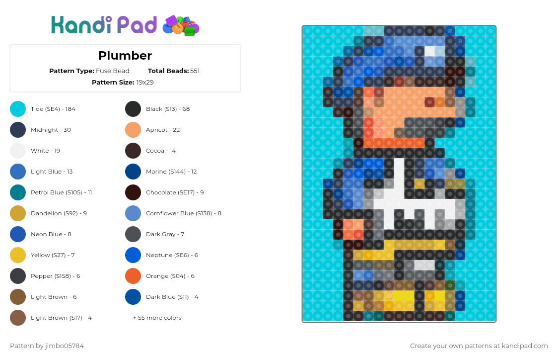 Plumber Patterns Plumber Fuse Bead Pattern - Kandi Pad | Kandi Patterns, Fuse Bead ...