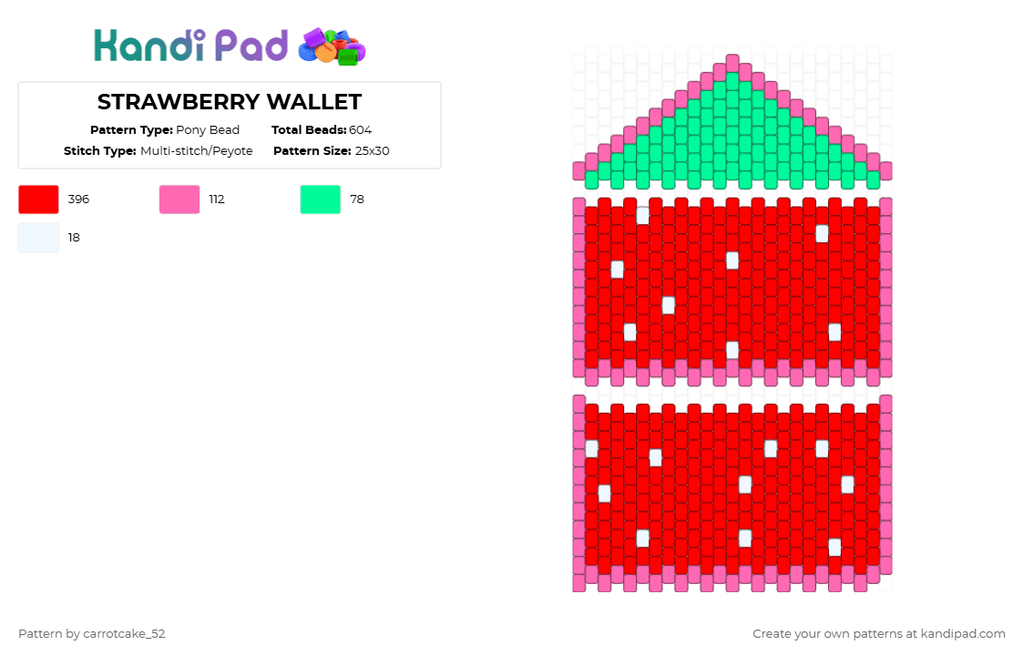 STRAWBERRY WALLET - Pony Bead Pattern by carrotcake_52 on Kandi Pad - red